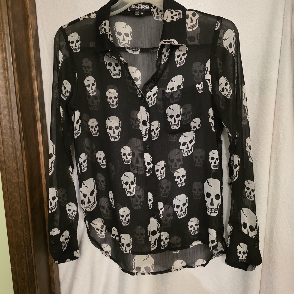 Royal Bones Black Skull Button Down Shirt